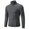 thumbnail image 2 of Danhjin Solid Sweater Tops for Men Turtleneck Slim Casaul Fall Winter Warm Pullover Shirts Long Sleeve Comfy Soft Loungewear Outdoor T Shirts Blouses, 2 of 4