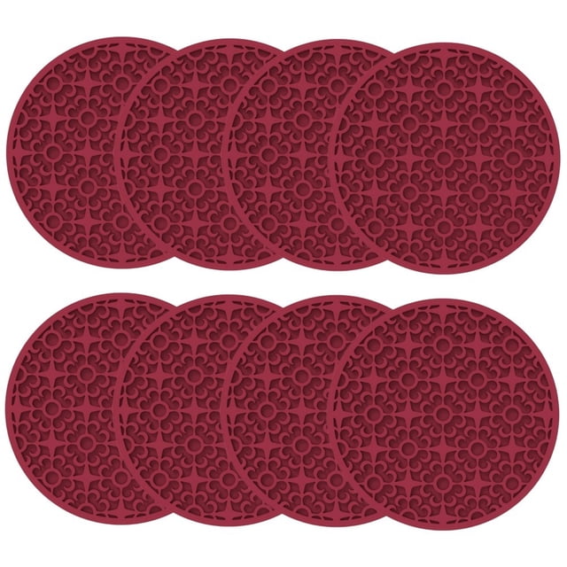 Mosiee sous-Verres en Silicone Noir Gris Blanc Orange Jaune Violet Rouge Vert 8 Pcs