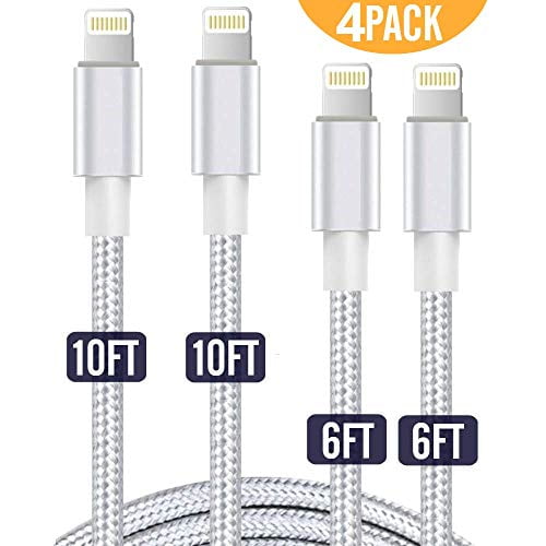 Black Blue iPhone Charger,BULESK MFi Certified Lightning Cable 3 Pack 10FT Extra Long Nylon Braided USB Charging & Syncing Cord Compatible iPhone Xs/Max/XR/X/8/8Plus/7/7Plus/6S/6S Plus/SE/iPad/Nan 
