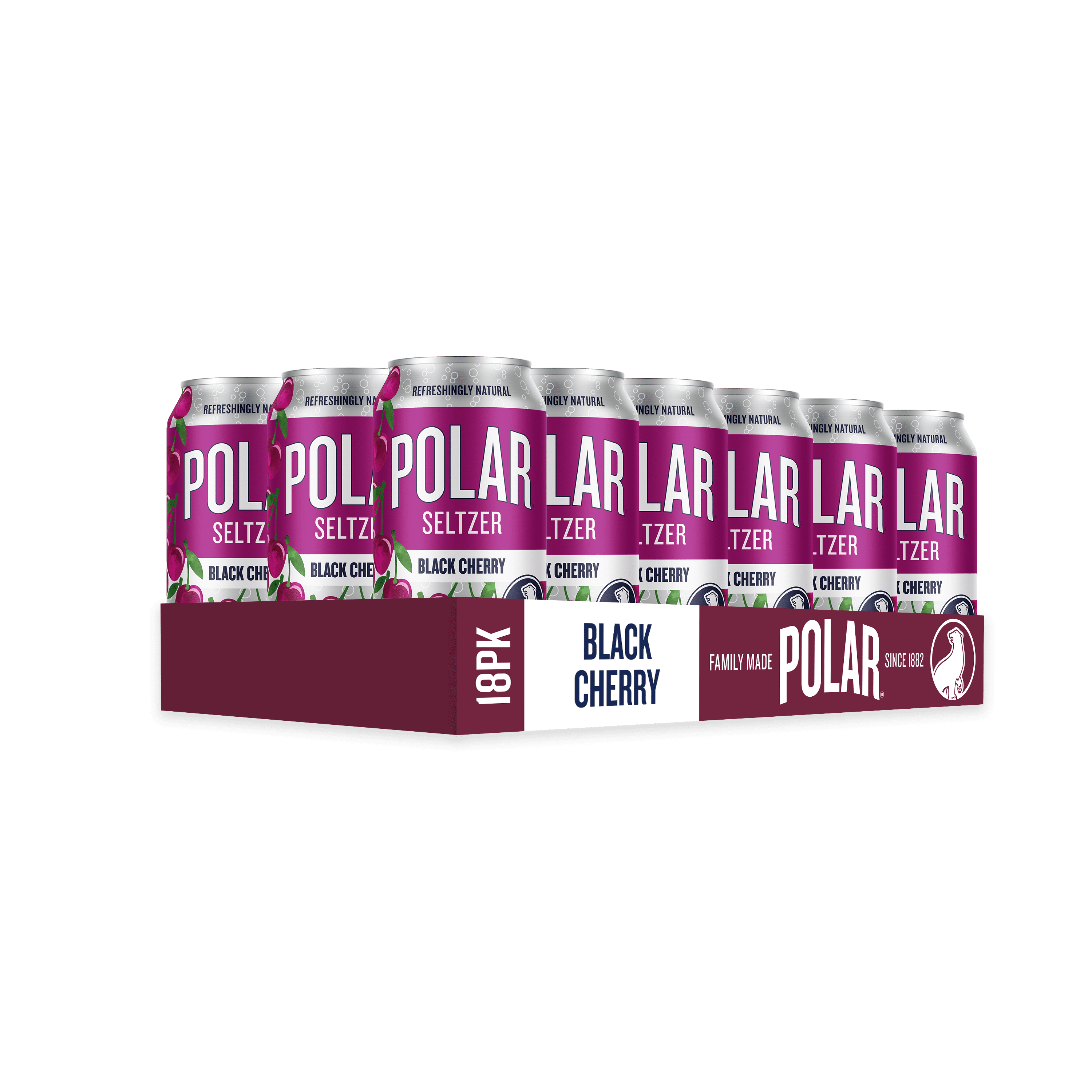 Polar Zero Calorie Black Cherry Sparkling Seltzer Water, 12 fl oz, 18 Pack Cans
