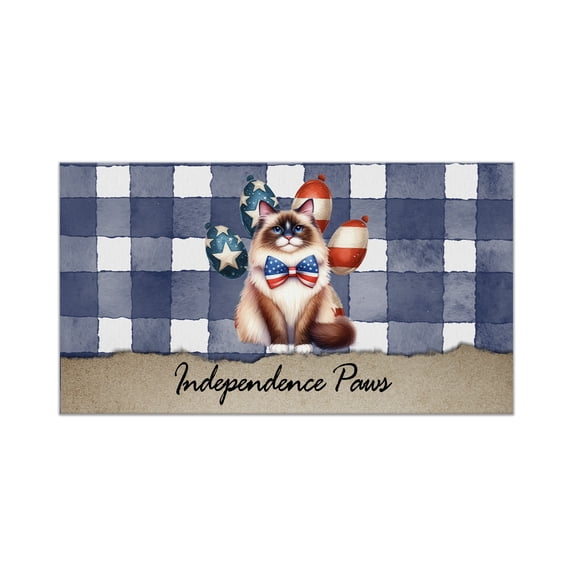 Patriotic Ragdoll 4th of July Independence Paws Doormat Cat Lover Kitten Owner Gifts Idea Indoor Outdoor Welcome Mat - 02010