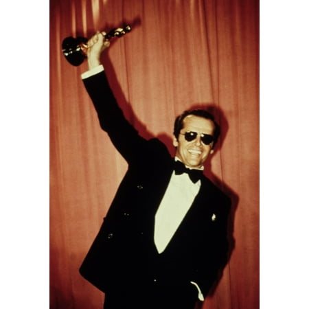 1975 Jack Nicholson Holds Up His Best Actor Oscar For One Flew Over The CuckooS Nest