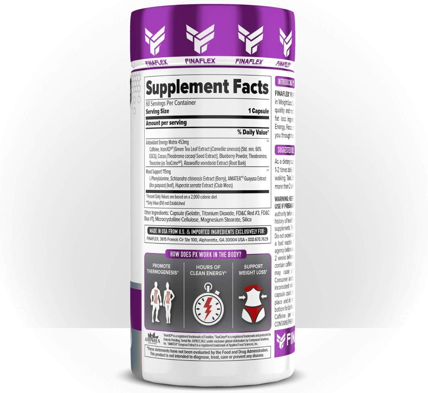 PX, Pro Xanthine, Elite Product, Pro Results (oxy), Weight Loss Support, Appetite Suppressant, Concentration Enhancement, Hours of Energy, 60 Capsules