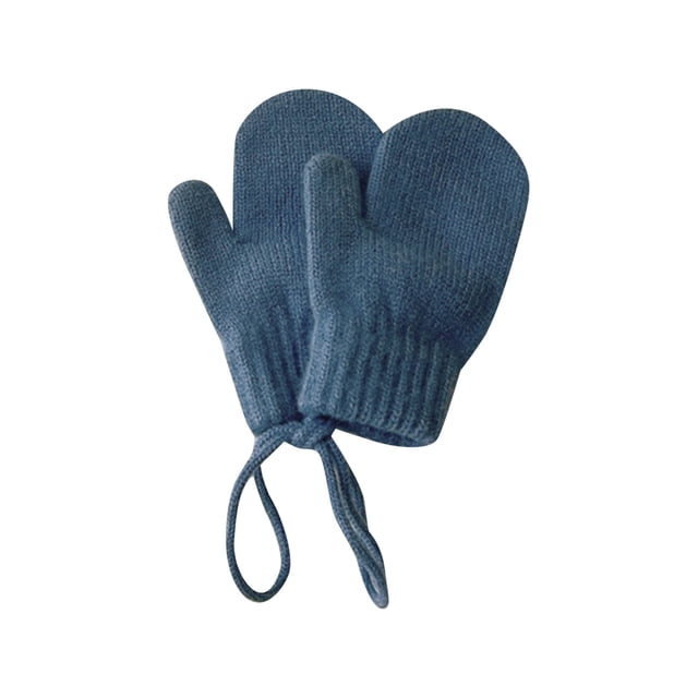 AWZXDE Winter Gloves Children Solid Color Finger Halterneck Baby Thickened Warm Candy Color