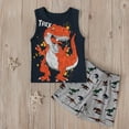 thumbnail image 2 of Odeerbi Toddler Boys Shirts Set Dinosaur Print Casual T-Shirt Shorts Set, Black, Cotton, 4-5 Years, 2 of 7