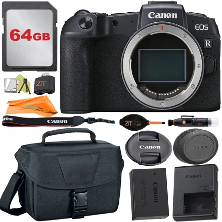Canon EOS RP Mirrorless Digital Camera (Body Only) Full-Frame with 64GB Card + Case + ZeeTech Accessory Bundle (International Version)