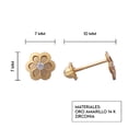 thumbnail image 5 of Aretes de oro 14k GIALLO Broquel Flor trompeda dorada con circonia, 5 of 5