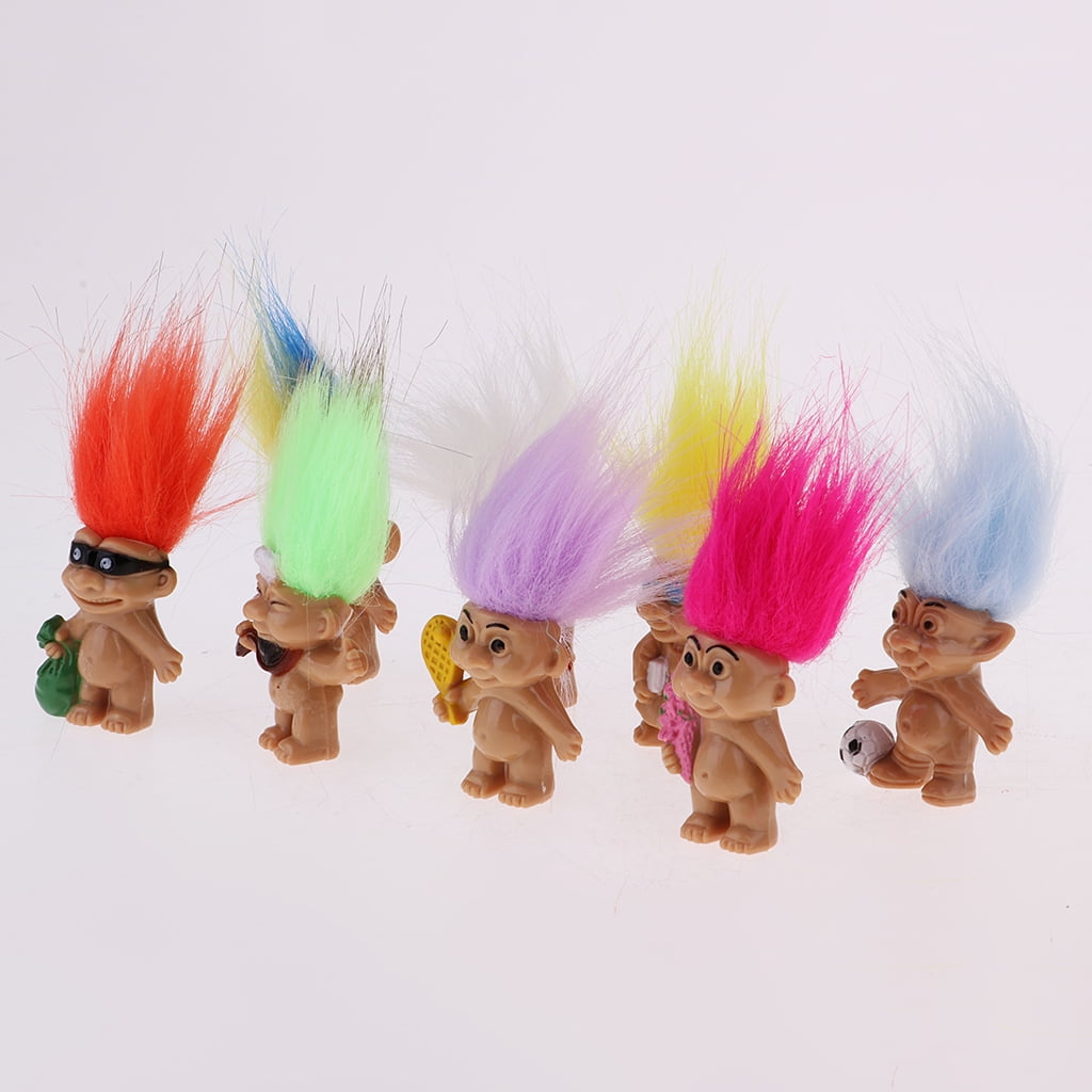 2 Set 16pcs Chromatic Lucky Troll Doll Mini Action Figures Toy Cake Toppers