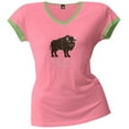 thumbnail image 1 of Buffalo Home on the Range Women's V-Neck Ringer Pajama T-Shirt - Large, 1 of 1