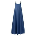 thumbnail image 4 of drppepioner Robe d'Été Mode Femme Bretelles Aguichant Ample Robe Tube en Denim Jupe Longue Fendue, 4 of 6