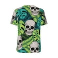thumbnail image 3 of Balery Skull and Palm Leaves Baseball Jersey for Men Casual Button Down Shirts Short Sleeve Active Team Sports Uniform-Large, 3 of 9