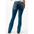 thumbnail image 3 of Grace in LA Women's Western Feather Embroidered Distressed Stretch Bootcut Jeans (25, Blue), 3 of 3
