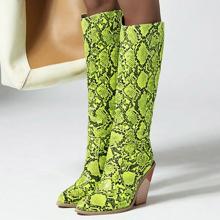 

Shldybc Women s Fall/Winter Pointed Shaped Wedge Heel High Heel Serpentine Print Long Sleeve Boots Women s High-Heels Knee High Boots on Clearance