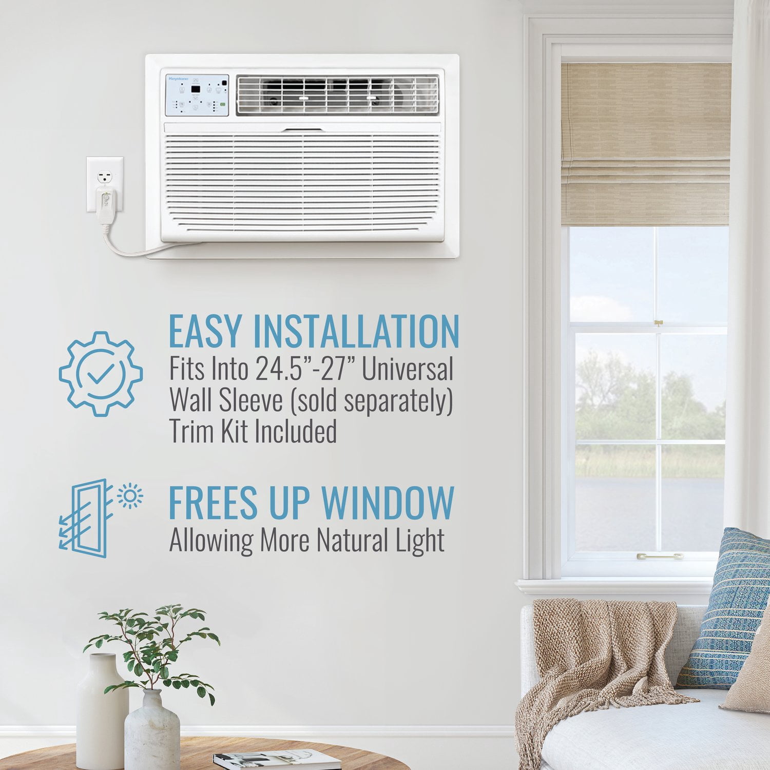 Keystone 12,000 BTU 230V Through-the-Wall Air Conditioner with Follow Me LCD Remote Control, KSTAT12-2D
