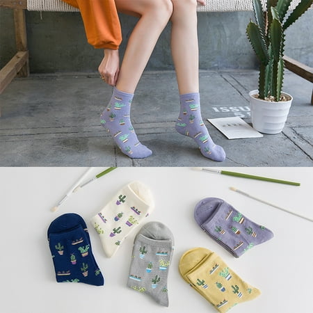 

Farfi 1 Pair Fashion Women Plant Cactus Comfortable Casual Warm Autumn Winter Socks