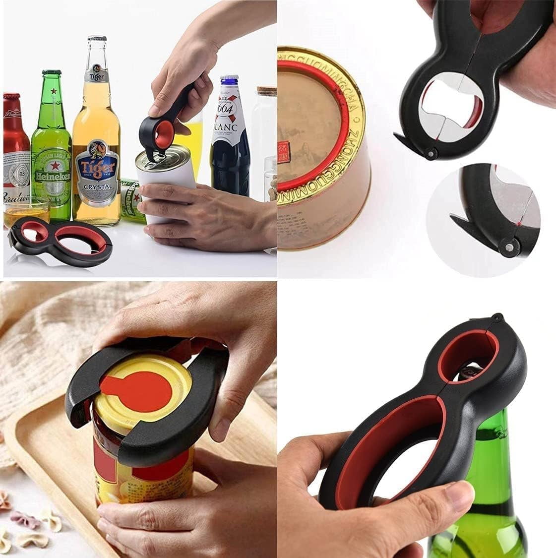 FRKSMD-Helping Hand Senior Arthritis Can Opener - 6 in 1 Bottle & Jar Opener with Adjustable Silicone Grip