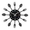 thumbnail image 4 of Mirror Effect Kitchen Clock with Spoon, Black, Fork, 3D Removable Sticker for Home Decoration 32*32*4CM Colorful, 4 of 5