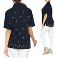 thumbnail image 2 of HAPPY BAY Women's Casual Blouses Shirt Solid Blouse Short Sleeve Button Up Dress Tee Shirts Hawaiian Tops for Women M plus-size Navy_AD591, 2 of 3