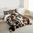thumbnail image 3 of jejeloiu Brow White Cowhide Queen Comforter Set,Patchwork Cattle Hide Bedding Sets,Rustic Farmhouse Hunting Bedding Comforter Set For Adult,Luxury Bedroom Decor Reversible,3pcs, 3 of 8