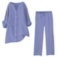 thumbnail image 2 of Conjunto de 2 piezas para mujer: pantalones anchos con cintura elástica y blusa de manga larga - Ropa informal para todas las estaciones - Poliéster, tallas S-XL, 2 of 5