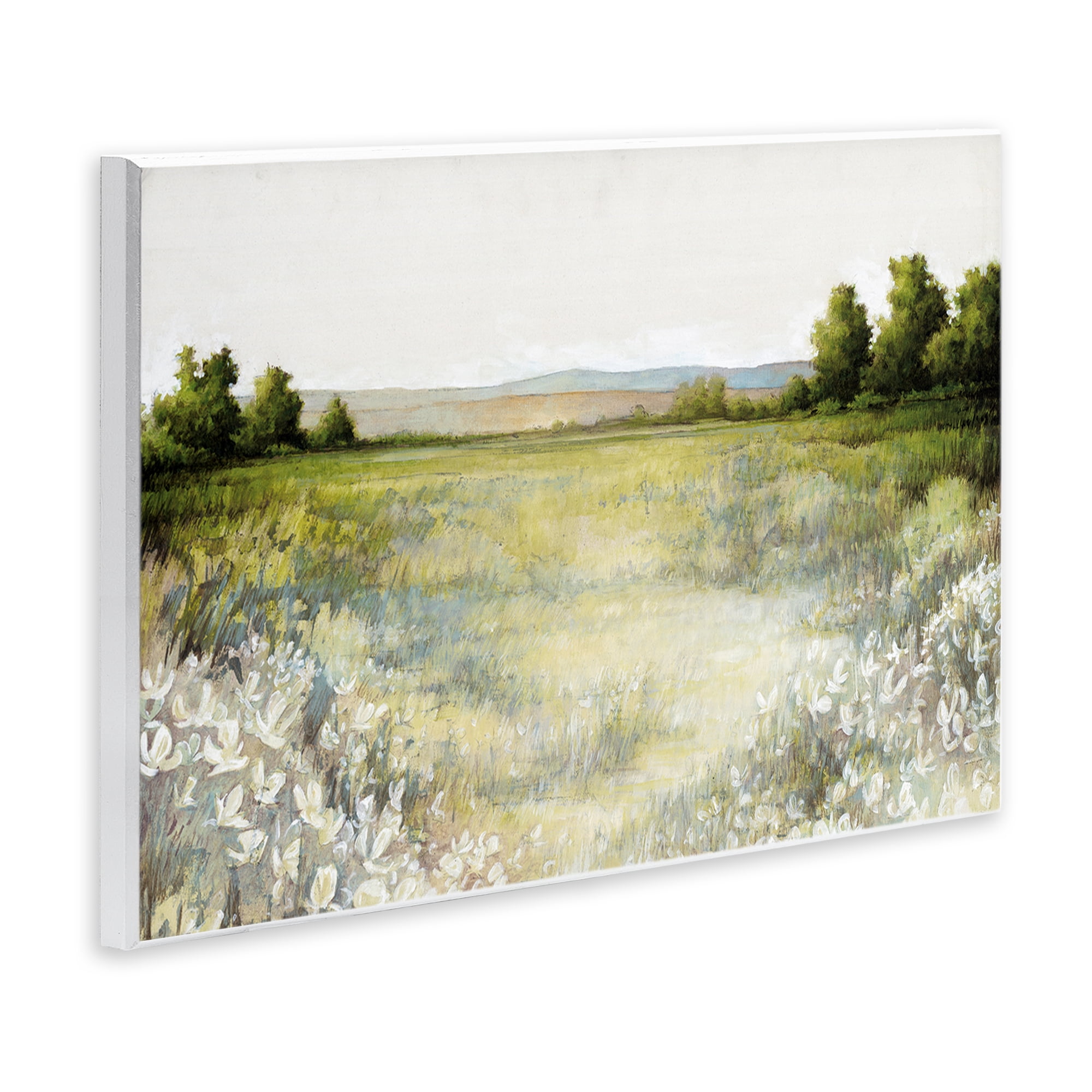 Stupell Industries White Flowers Meadow Landscape & Nature Painting Unframed Art Print Wall Art, 15 x 10