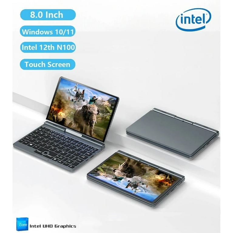 12th Gen Intel Alder Lake N100 Mini Gaming Laptop 8 Inch Touch Screen 12G  DDR5 Windows 11 Notebook Pocket Computer 2 in 1 WiFi6