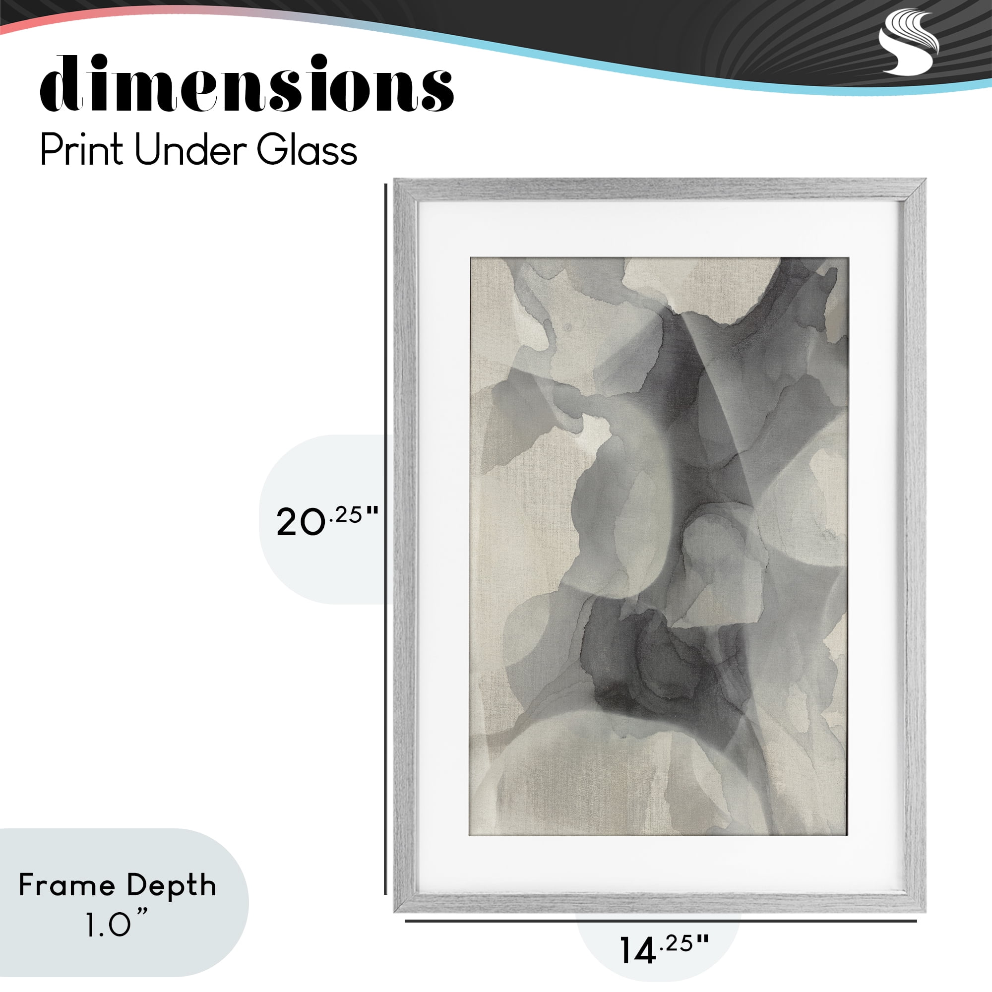 Stupell Industries Mottled Monochrome Abstract Gray Framed Print Under Glass, design by Kippi Leonard
