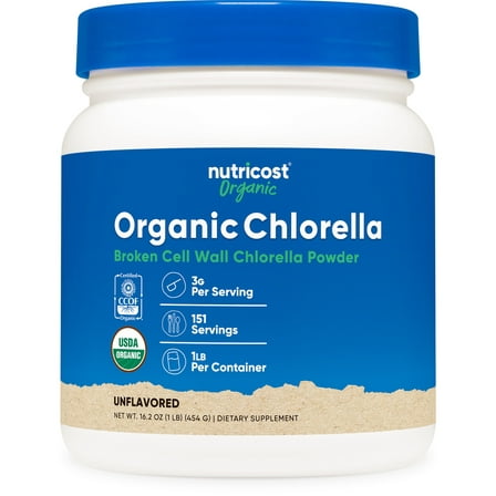 Nutricost Pure Organic Chlorella Powder 16oz - 3000mg per Serving, Supplement