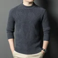 thumbnail image 3 of Suéter de otoño e invierno 2024 nuevo suéter de cuello alto medio grueso de jacquard natural para hombre, ropa interior informal de punto, suéter de manga larga, 3 of 4