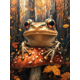 thumbnail image 1 of Qisvanset 12x16 Inch Frog Mushroom Canvas Wall Art, Autumn Forest Fairy Tale Wildlife Art Nature Style Home Decor, 1 of 8