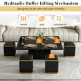 thumbnail image 5 of Mirightone Lift-Top Coffee Table with 4 Storage Stools, Adjustable Coffee Table with Foldable Top, Modern Space Saving Center Table for Living Room - Black, 5 of 10