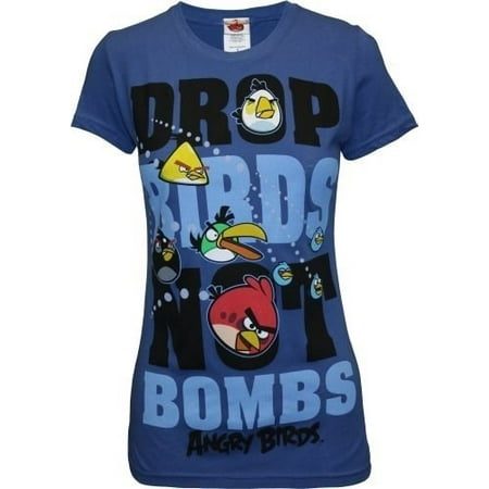 Fifth Sun Angry Birds Drop Birds Not Bombs Juniors Girly T Shirt Large Walmart Com