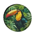 thumbnail image 1 of Housse de Pneu de Rechange Robuste 15 Pouces Oiseau Toucan Tropical Perroquet Feuilles de Palmier Vertes Protecteurs de Roues Florales Housses de Pneus Résistantes aux Intempéries Feuilles de Toucan Tropicales, 1 of 8