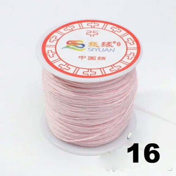 U8MO 100 Meters Nylon String Chinese Knotting Thread 0.8mm Braid Rattail Cord Rope-16# Ligth Pink