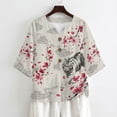 thumbnail image 4 of Xoenoiee Tiger Plum Blossom Cloud Print Womens Tops 3/4 Sleeve Button Down Shirts Casual V Neck Tunic Blouses Pleated Fashion Summer Tees 2026, M, 4 of 7