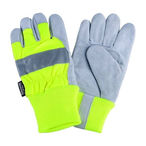 Condor Leather Palm Gloves,Hi-Vis Lime,M,PR 4NHF1