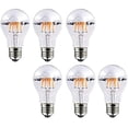 thumbnail image 1 of GFDYREE Half Silver Bowl Tipped, LED Filament Bulb, Dimmable, A19 8W (80W Equivalent), 750 Lumen, 2700K (Warm White), Medium Base E26, CRI 85+, 110-120v, UL-Listed (6 Pack) (8W, A19), 1 of 5
