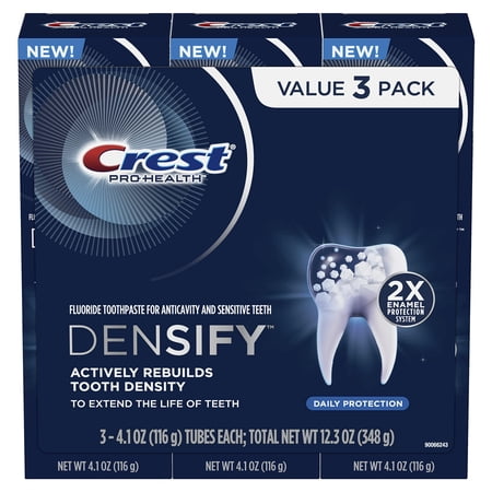 Crest Pro-Health Densify Toothpaste Daily Protection with Fluoride for Anticavity and Sensitive Teeth  4.1oz (Pack of 3)