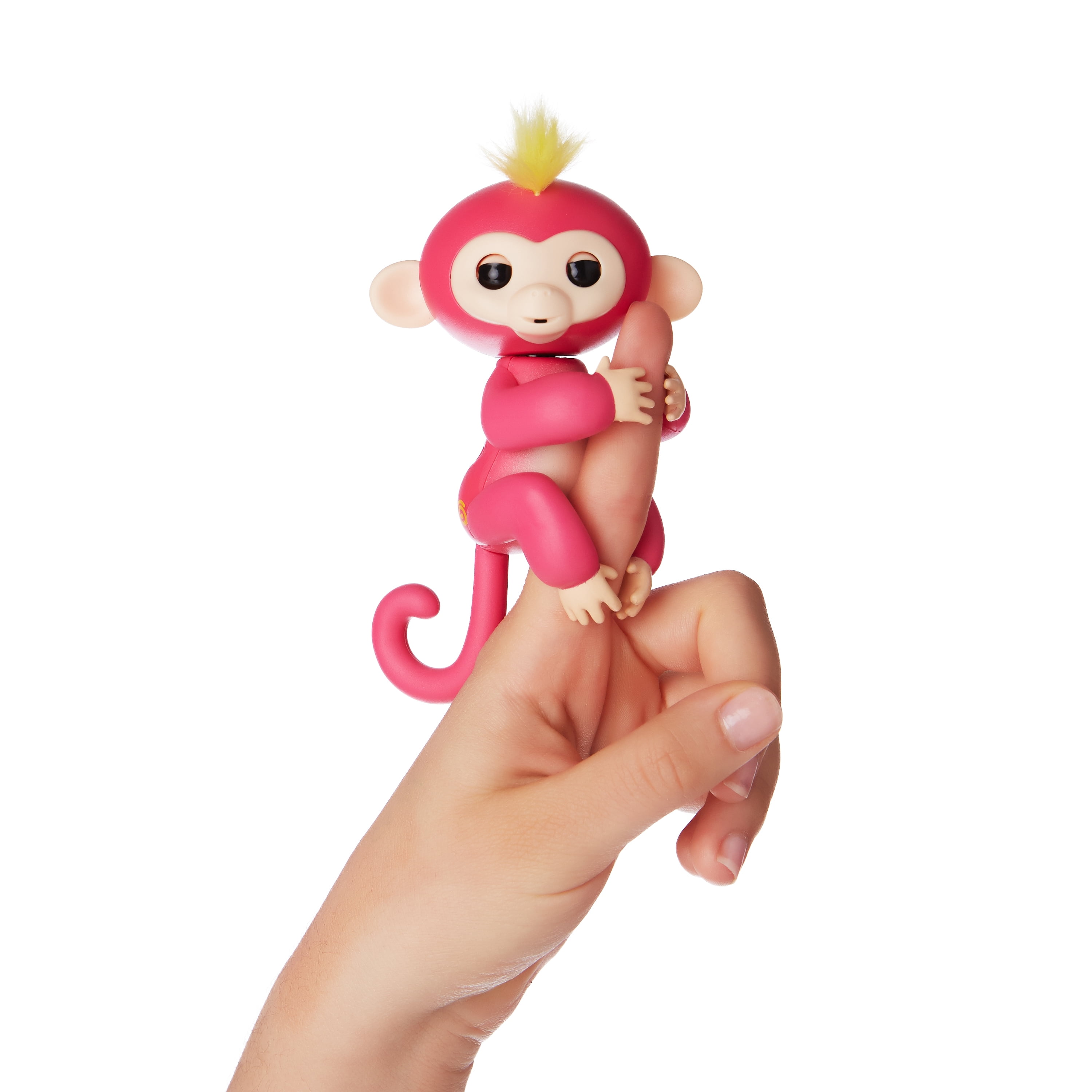 Fingerlings Interactive Baby Monkey Bella Finger Toy Pink w/Yellow Hair WowWee 