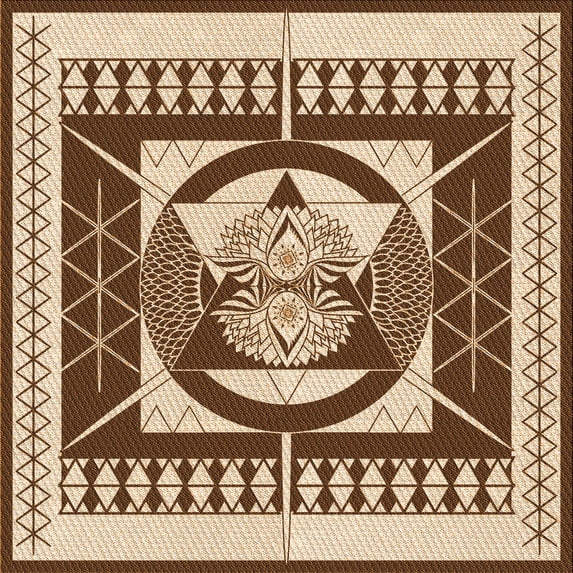 Ahgly Company Machine Washable Indoor Square Transitional Red Brown Area Rugs, 7' Square