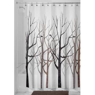 Shower Curtain Tree Forest Bird Black Grey Brown Walmart Com