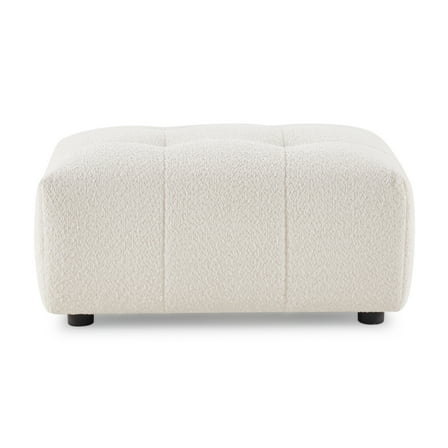 Kayzer Luxurious Boucle Fabric Ottoman in Ivory