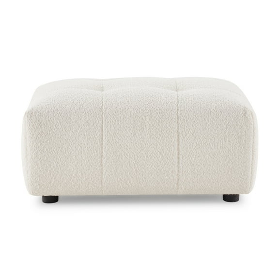 Kayzer Luxurious Boucle Fabric Ottoman in Ivory