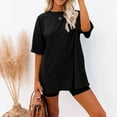 thumbnail image 1 of CEHVOM T-shirt Décontracté Mode Femme Col Rond Manches Courtes Ample Blouse Pull, 1 of 4