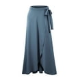 thumbnail image 2 of Doublju Women's Tie Waist Flared Wrap Maxi Skirt (Plus Size Available), 2 of 4