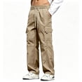 thumbnail image 2 of Big & Tall Stretch Cargo Pants Wide Leg Durable Twill Outdoor Work Trousers S-XL（1 piece）, 2 of 8
