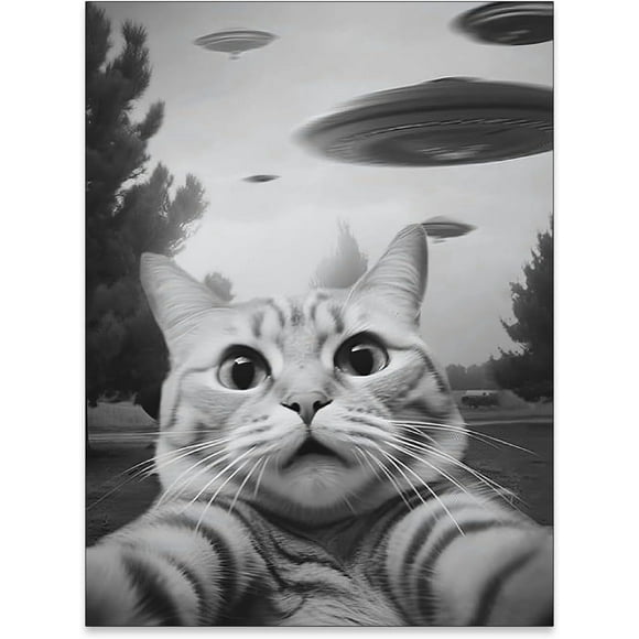 Myhong.1 UFO FPosterny Trippy Wall Art Victorian Posterique Poster Landscape Oil Painting Canvas Prints for Living Room Bedroom Wall Decor Poster 20*28inch