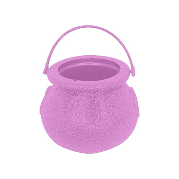 geerera 6 Pcs Mini Plastic Cauldrons, Halloween Treat Buckets with Handle, Witch Calderon Pot, for Party Decorations, Gifts