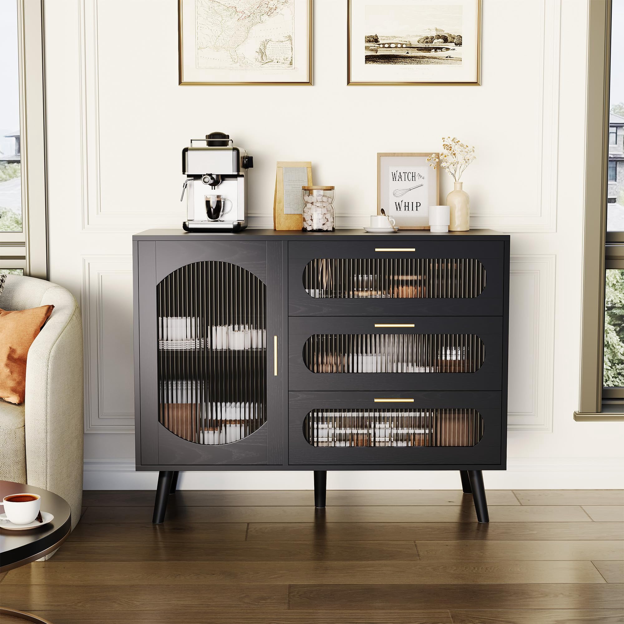 Better Homes & Gardens Juliet Sideboard, Rich Black Finish