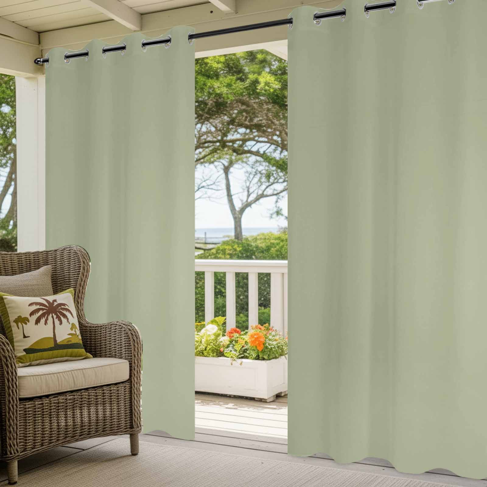 Sage Green Outdoor Curtains for Patio Waterproof, Windproof Privacy Curtains with Weighted Bottom, Farmhouse Sage Green Decor Outside Drapes for Picnic Garage Backyard Cabana 54"x95" 2 Panel